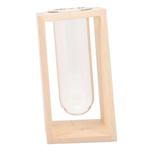 SEWOART Glasvase Vermehrungsvasen für Pflanzen dekorativ Reagenzglas-Pflanzenhalter modern Röhren pflanzgefäße pflanzer Reagenzgläser aus Glas für Pflanzen Tischausbreitungsstation Holz von SEWOART