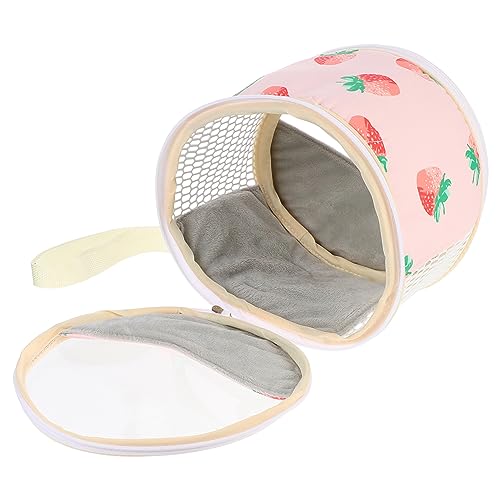 SEWOART Hamster Aus Tasche Reisetaschen Ratte Reisen Kleiner Tiertransporter Haustier Träger Chinchilla-Tasche Hamstertasche Mäuse Tasche Hamster-Outdoor-Tasche Rosa Plüsch von SEWOART