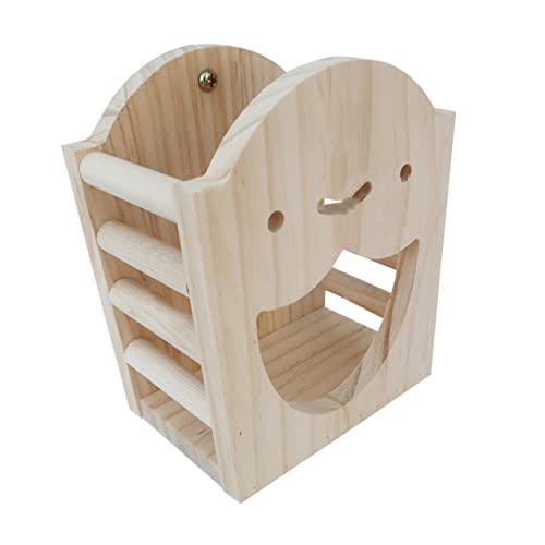 SEWOART Hamster Grasständer Kaninchen Futterspender Grashalter Chinchilla Heuraufe Schwimmheuraufe Heuhalter für Nagetiere Käfigregal Häschen-Feeder Halter aus Holz Rostfreier Stahl Khaki von SEWOART