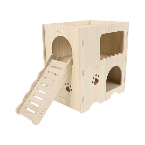 SEWOART Holzhaus Für Hamster Spielzeug Aus Holz Versteck Für Kleintiere Schlafhaus Für Haustiere Hölzernes Hamsterhaus Naturmaterial Für Hamsternest von SEWOART
