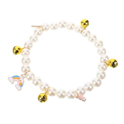 SEWOART Haustier Halskette Perlenkette für Perlenkette dekorativer Hundeperlenkette stylisches Haustierhalsband Halskette mit gefälschten Haustierperlen Anmut Zubehör die Klingel schmücken von SEWOART