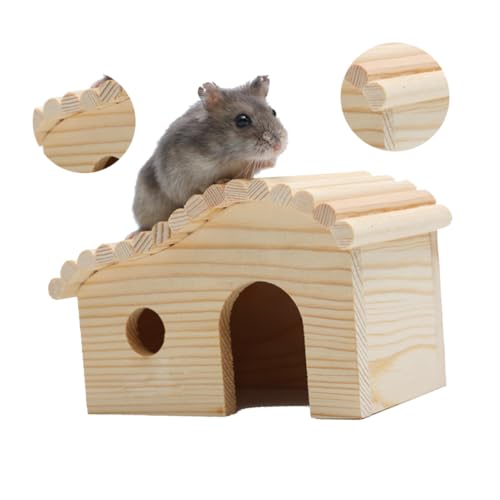 SEWOART Hamsterversteck Hamsterhäuser Tierhaus Holzhaus Verschachtelung Hamsterheim Haustier Spielzeuge Holzhütte Hamsterhaus hölzern schlafendes Nest Protokoll von SEWOART