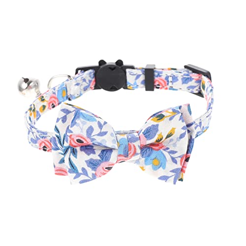 SEWOART Verstellbares Dekoratives Hundehalsband mit Schleife für Katzen Baumwolle Blumenmuster für Partys und Feiern von SEWOART