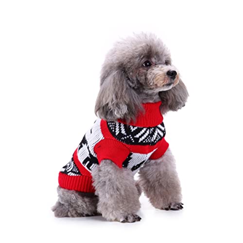 SEWOART Welpenkleidung Weihnachtswelpenmantel Kapuzenpullover für kleine Hunde Kleider kostüm Weihnachtswelpenkleidung gestrickter Pullover für Haustiere Winter Hundekleidung rot von SEWOART