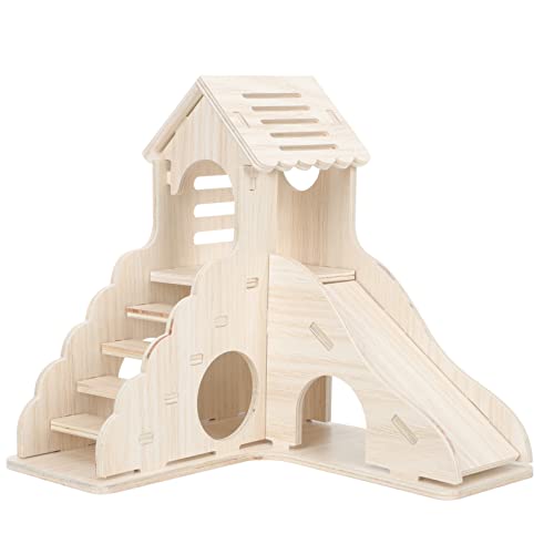 SEWOART Hölzernes Landschaftsbauhaus Interaktives Hundespielzeug Kein Haustier Gecko Ratten Hamsterbett Stall Käfige Hamster Kletterleiter Spielhundespielzeug Igel Hängematte von SEWOART