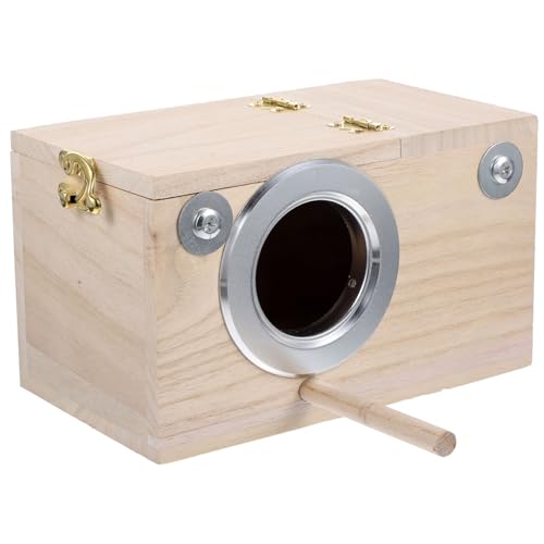 SEWOART Holz Nistkasten für Papageien Vogelbrutbox mit Windschutz und Eierschutz Kreatives Design für Draußen zur Vogelzucht und Aufzucht Kleiner Vögel von SEWOART
