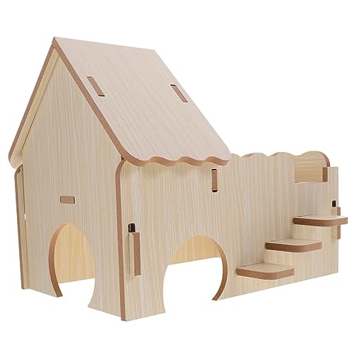 SEWOART Holz Hamsterhaus Für Meerschweinchen Mehrkammern-Hideout Aus Hochwertigem Holz Mit Fensterdesign Für Spiel Und Für Kleine Haustiere Wie Hamster Und Chinchilla von SEWOART