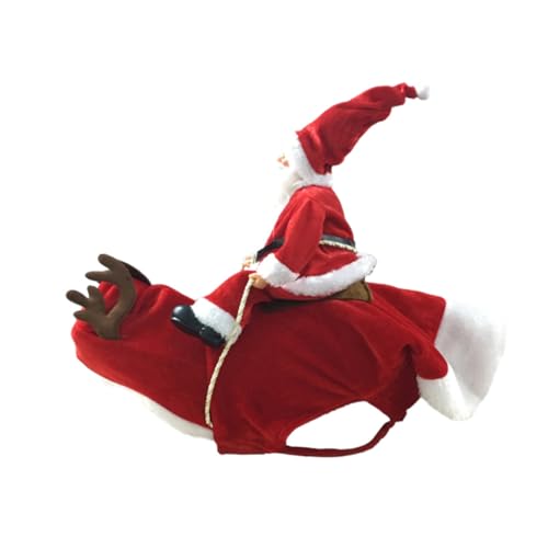 SEWOART Welpenkleidung kleines Hundekostüm Welpen-Sankt-Reitkleidung Kleid- Weihnachtsmann-Kostüm Kleider Hundekleidung Weihnachtskleidung für Haustiere der Hund Weihnachtsutensilien rot von SEWOART