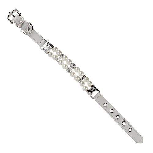 SEWOART Verstellbarer Gürtel Hund perlenhalsband Perlenkette Perlenhalsband für Hunde Schwarzes Hundehalsband Pu Kätzchenhalsbänder von SEWOART