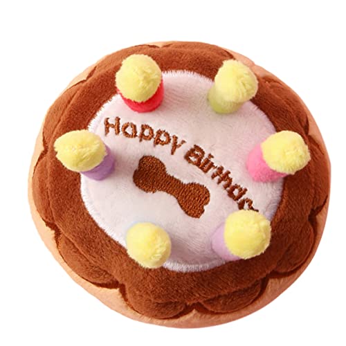 SEWOART Geburtstagskuchen-Spielzeug Für Hunde Kuscheliges Plüschkuchen-beißspielzeug Partydeko Für Haustiere Farbiger Plüschkuchen Für Hunde von SEWOART