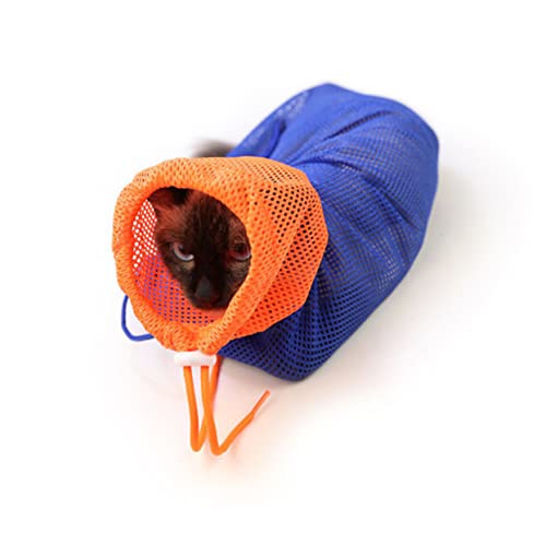 SEWOART Cat Bath Bag Für Haustiere Multifunktionale Pflegetasche Baden Nagel Schneiden Und Reinigen Von Katzen Atmungsaktives Blau Orange von SEWOART