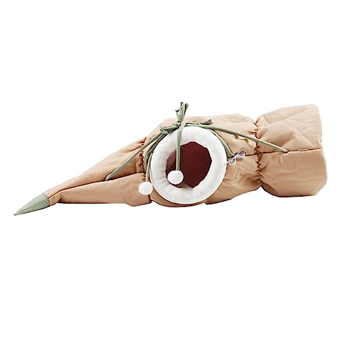 SEWOART Katzentunnel Kätzchen Nest Katzen-Lounge-Nest Katzenhöhlenbett Kätzchenbett Schlafbett für Haustiere katzenbett kuschelig pet Bed cat Toy Heimtierbedarf Haustiernest Flanell Beige von SEWOART