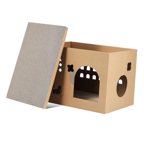 SEWOART Karton Katzenhaus Scratcher Board Katze Karton Box Dekorative Muster Dauerhafte Sichere Material SEWOART Karton Katzenhaus Scratcher Board Katze Karton Box Dekorative Muster Dauerhafte Sichere Material von SEWOART