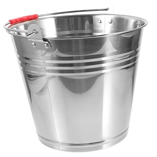 SEWOART Mehrzweck-Pferdeeimer gießkanne wassertonne wischeimer füttert Wassereimer Milcheimer Eimer Öleimer Tragbarer Futterwassereimer für Pferde Futtereimer Rostfreier Stahl Silver von SEWOART