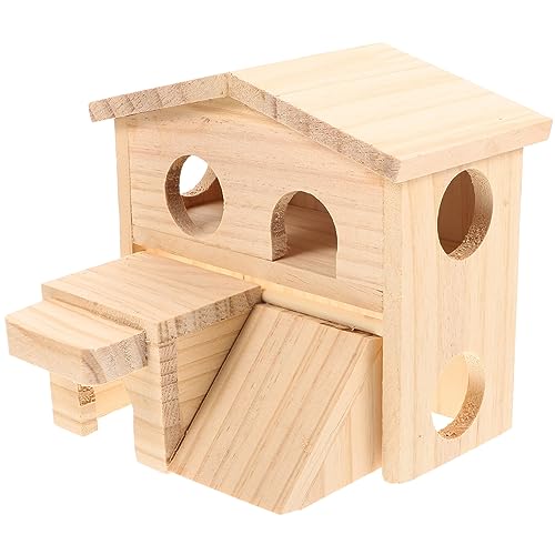 SEWOART Mein Nachbar Versteck nagerhaus kleintierhaus Holzhaus für Kleintiere holzhäuser Hamstervilla drinnen Hamsterkäfig Stall mehrschichtiger Rattenraum Hamster Holzhaus hölzern von SEWOART