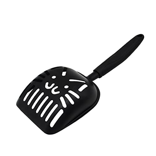 SEWOART Metal Katzenstreu Schaufel mit Filter Reinigungswerkzeug für Katzenklo Schwarz Hochwertige und Langlebige Katzenschaufel mit TPR Griff von SEWOART