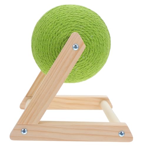 SEWOART Natürlicher Sisal Kratzball mit Holzständer Großer Drehbarer Katzenkratzball Robust Handgewickeltes Katzenspielzeug für Kätzchen Indoor Kratzpad zur Krallenpflege und Spielerischen von SEWOART