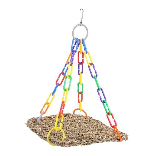 SEWOART Papageien Kletterspielzeug Aus Natürlichen Materialien Hängendes Kau Und Spielnetz Für Papageien Und Sittiche Für Vogelkäfige Und Beschäftigung Papageienspielzeug von SEWOART