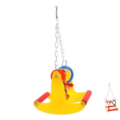 SEWOART Papageienschaukel Wellensittich-Schaukelspielzeug Vogel hängende Schaukel Holzspielzeug Spielzeuge Wellensittich Schaukel Kauspielzeug für Vögel kauen die Schaukel Stand Plastik von SEWOART