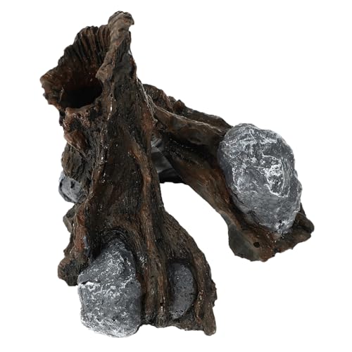 SEWOART Reptilienversteckhaus Reptilien verstecktes Dekoration Landschaftsbau Verstecke groß Reptilien Reptilien zubehör Kletterhaus für Schildkröten Harzdekor Grey von SEWOART