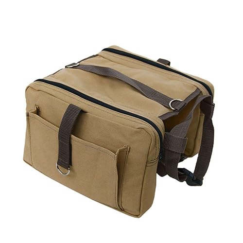 SEWOART Pet Dog Outdoor Backpack Tragbar Und Verstellbar Wasserdichtes Canvas-Design Für Camping Und Wandern Hunde-Rucksack Mit Seitentaschen Für Snacks Und Zubehör Khaki von SEWOART