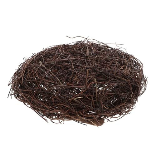 SEWOART Rustikaler Rattan Vogelnest Handgeflochtenes Gartenornament Natürlicher Vogelbrutplatz für Kleine Vögel Dekoratives Außennest für Baum und Osterdeko von SEWOART
