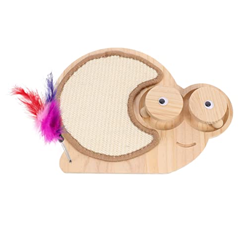 SEWOART Schnirkelschnecken Katzenspielzeug aus Holz mit Sisal Kratzbrett und Interaktives Kratzbrett für Kätzchen Krallenwetzen von SEWOART