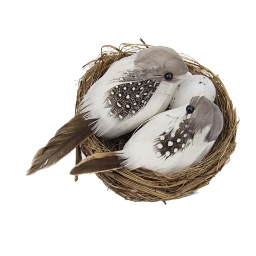 SEWOART Simulierte Vogelnestdekoration Nester Vogel- Klein Ornament Gartenschmuck Im Freien Künstliches Vogelnest Gartenzubehör Gartenverzierung Falsche Vögel Vogelnest Feder von SEWOART