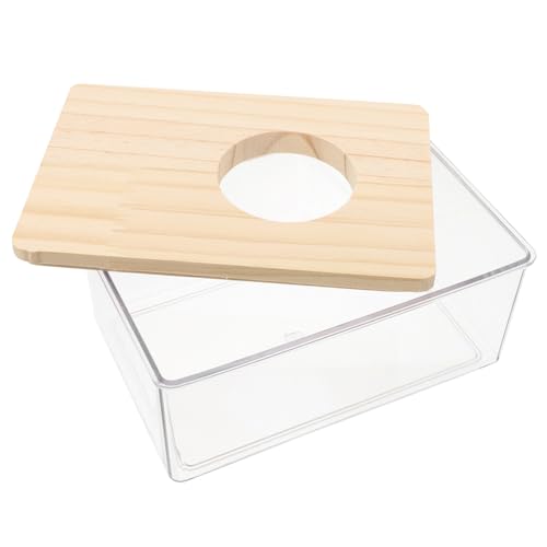 SEWOART Transparente Hamster Sandbadbox mit Holzrahmen Komfortables Badezimmer und Buddelraum für Kleine Kleintiere Wie Mäuse Lemminge Rennmäuse Geeignet für Holz Kleintiergehege von SEWOART