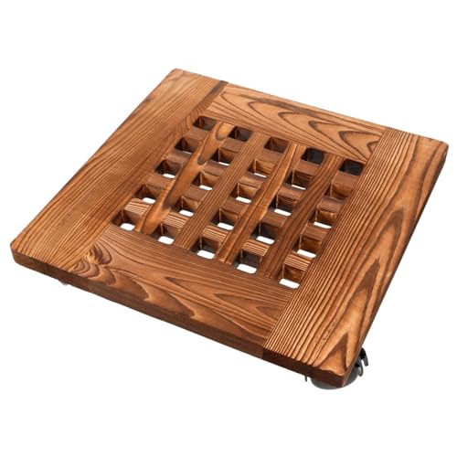 SEWOART Pflanzentablett Mit Rädern Holz-blumentopftablett Mobiles Blumentopftablett Pflanzenwagen Mit Rädern Blumentopfhalter Blumentopftablett von SEWOART