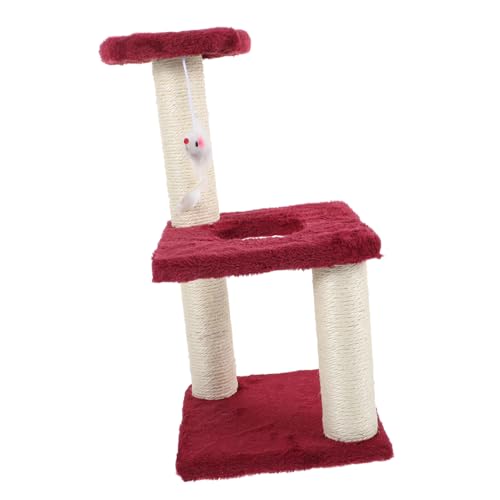 SEWOART Verschleißfester Katzenkratzbaum Mehrschichtiger Kletterturm Für Katzen Stabiler Kratzbaum Für Große Katzen Rotbraun Für Krallenpflege Und Spielspaß von SEWOART