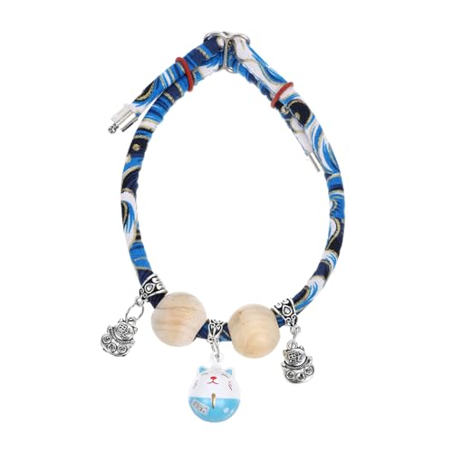 SEWOART Verstellbares Katzenhalsband mit Sicherheitsschloss und Glocke Komfortables Langlebiges Material für Kätzchen und Katzen Komfortabel mit Holzperlen und Anhänger Geeignet für von SEWOART