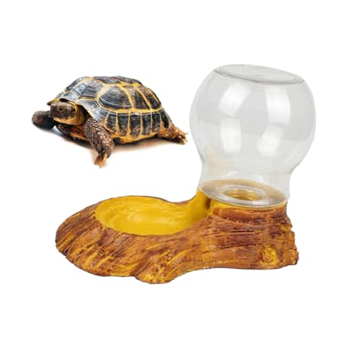 SEWOART Wasserspender Für Reptilien Glatter Kunstharz Holzform Schüssel Einfache Reinigung Trinkbrunnen Für Haustiere Für Schildkröten Und Eidechsen von SEWOART