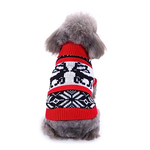 SEWOART Welpenkleidung Weihnachts-Hundepullover Kapuzenpullover für kleine Hunde Kleider kostüm Weihnachtswelpenkleidung gestrickter Pullover für Haustiere warm halten Hundekleidung von SEWOART