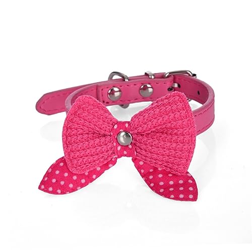 SEWOART Bezauberndes Hundehalsband Mit Fliege Größe Xs Klein Rosarot Pu-Leder Einfaches An- Und Ausziehen von SEWOART