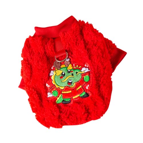SEWOART Winter Hundepullover mit Drachenmotiv Komfortabel und Atmungsaktiv Wärmende Haustierkleidung für Kleine Hunde Material Leuchtendes Rot für Kalte Wintertage von SEWOART