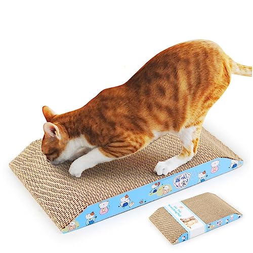 SEWOART Trapezförmiges Kratzspielpad Für Katzen Gewellt 35x20cm Mit Katzenminze Langlebig Platzsparend Für Krallenpflege von SEWOART