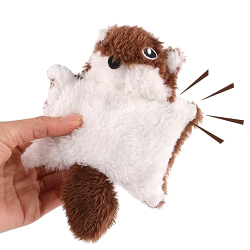 SEYIMTU Interaktives Katzenspielzeug aus weichem Plüsch, bewegungsaktivierter Quietscher für Kätzchen und ausgewachsene Katzen (Braun) von SEYIMTU