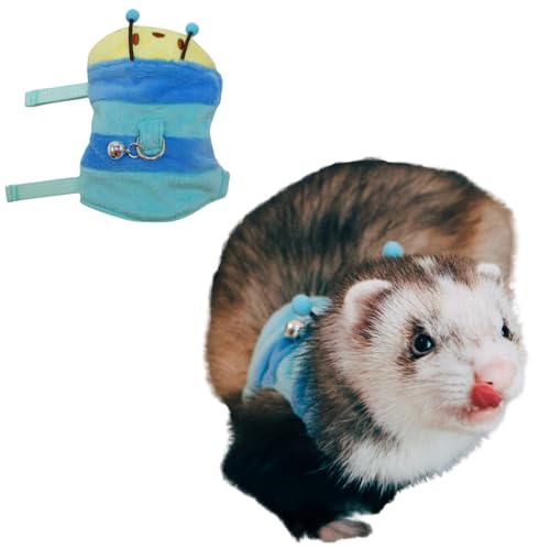 Frettchengeschirr und Leine, Set aus weichem Fleece, Weste mit sicherer Glocke, Halloween-Outfit, verstellbares Traktionsseil, Outdoor-Spaziergänge, Trainingsleine für Frettchen, Ratten, Bartdrachen von SEZDEKI