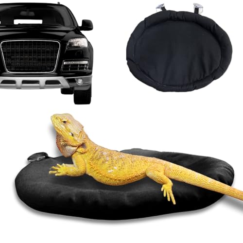 SEZDEKI Bartagamenbett, weiche Matte mit Saugnapf, Bartdrache, Schlafkissen, waschbar, für Reisen, Reptilien, Tankzubehör, Kleintiertrage für Eidechse, Leopard, Gecko, Schwarz von SEZDEKI