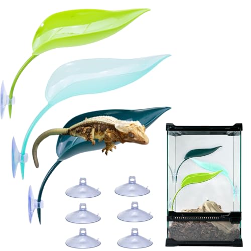 SEZDEKI Reptilien-Hängematte mit Saugnäpfen, Kunststoff, Blatt-Hängebett für Gecko, Eidechse, Versteck, Kletterspielzeug, Tank-Ornament, Zubehör für Leopard, Gecko, Baum, Frosch, Schlange, Amphibien von SEZDEKI