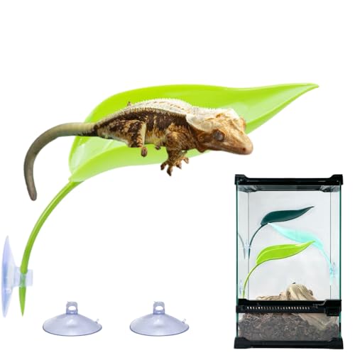 SEZDEKI Reptilien-Hängematte mit Saugnäpfen, Kunststoff, Blatt-Hängebett für Gecko, Eidechse, Versteck, Kletterspielzeug, Tank-Ornament, Zubehör für Leopard, Gecko, Baum, Frosch, Schlange, Amphibien von SEZDEKI