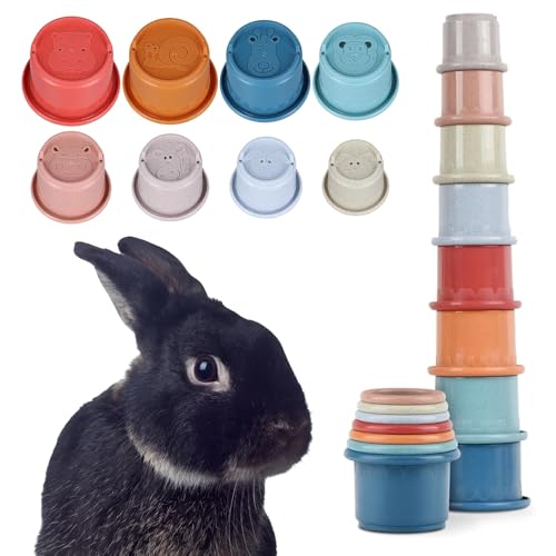 SEZDEKI Stapelbecher für Kaninchen, Weizenstroh, Kaninchenspielzeug, wiederverwendbare Hasen-Stapelbecher zum Spielen mit Kaninchen, Nestspielzeug für Kaninchen, um beschäftigt zu halten, stapelbares von SEZDEKI