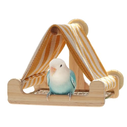 SEZDEKI Vogelzelt, Holzhaus mit Edelstahlboden, Vogelnest für Sittiche, Papageien, Höhle, Kuschelhütte, Käfig, Zubehör für Wellensittiche, Sittiche, Nymphensittiche, Nymphensittiche, Gelb von SEZDEKI