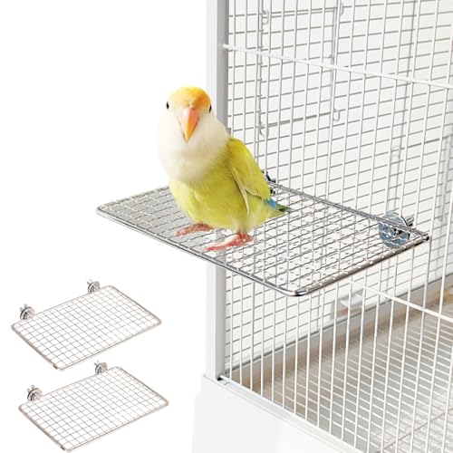 Vogelsitzstange aus Edelstahl, kaufest, flach, für Papageien, leicht zu reinigen, Käfigzubehör für kleine bis mittelgroße Vögel, Nymphensittiche, Wellensittiche, Quäker, 2 Stück von SEZDEKI