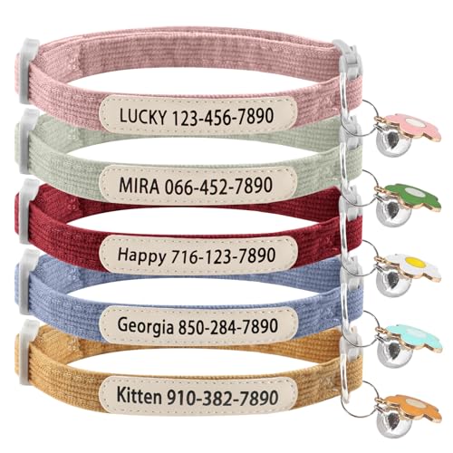 Personalisierbares Katzenhalsband mit UV-gedrucktem Katzenname und Telefonnummer – individuelles verstellbares Haustierhalsband mit Glöckchen Personalisierbares Katzenhalsband mit UV-gedrucktem Katzenname und Telefonnummer – individuelles verstellbares Haustierhalsband mit Glöckchen von SF Custom