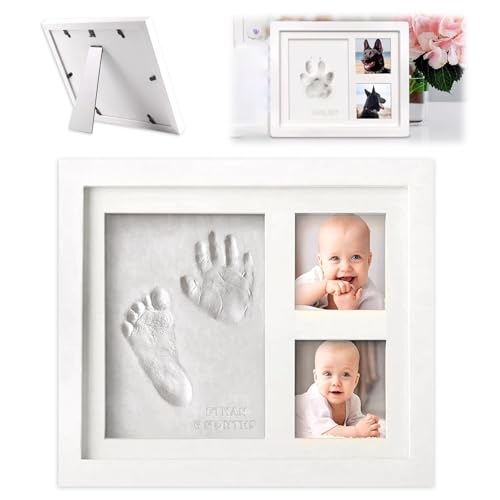 Pfotenabdruck Set Hund und Katze, Abdruckset für Tiere mit Holz Bilderrahmen, Buchstaben, Zahlen und Holzstab usw. GedenkstäTten & Bestattungen für Hunde, Geschenk für Hundebesitzer Erinnerung (A) von SFNN