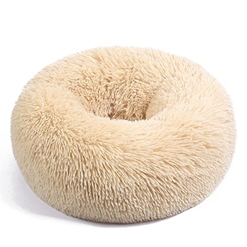 SFQEVHRZ Hundehütte， Haustier Katzenbett Herbst Winter Bequemes warmes tiefes Schlafbett for mittelgroße große Hunde Katzen(Apricot,60cm) von SFQEVHRZ
