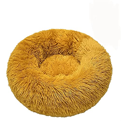SFQEVHRZ Hundehütte， Haustier Katzenbett Herbst Winter Bequemes warmes tiefes Schlafbett for mittelgroße große Hunde Katzen(Golden Yellow,60cm) von SFQEVHRZ