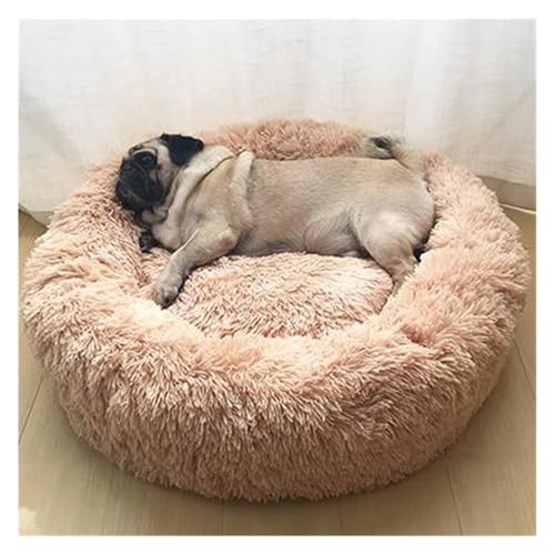 SFQEVHRZ Hundehütte， Hundebett, Zwinger, rund, for den Winter, warm, for Hunde, Schlafsack, lang, Plüsch, superweich, Haustierbett(Apricot,40cm) von SFQEVHRZ
